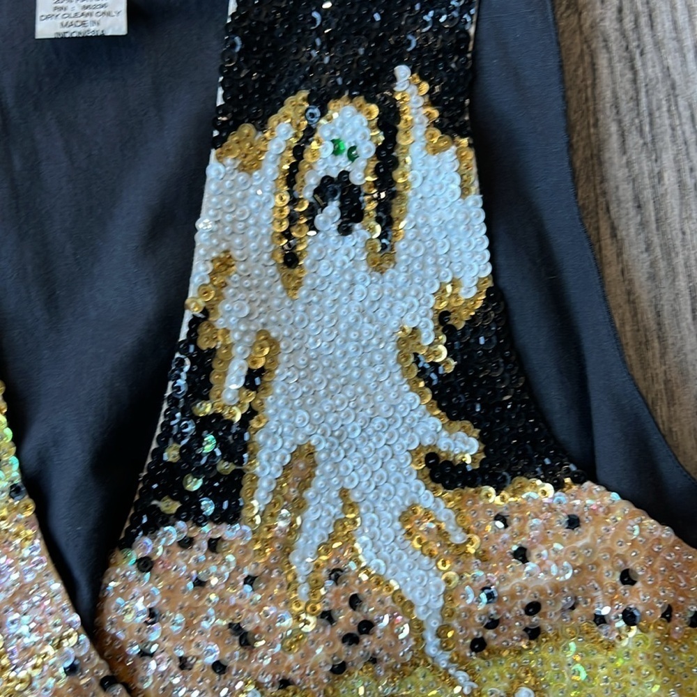 Fashion Fantasy Vest Black Sequined Halloween Vintage Vest Size Medium - Picture 6 of 15